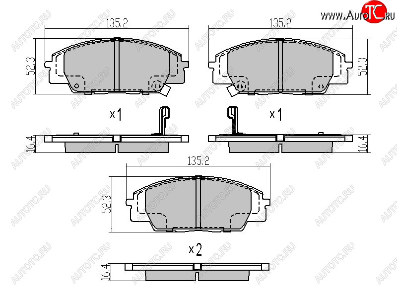 1 249 р. Колодки тормозные перед FL-FR SAT  Honda Civic ( FN,  FK,FN) (2005-2012) купе дорестайлинг, хэтчбэк 5 дв. дорестайлинг, купе рестайлинг, хэтчбэк 5 дв. рестайлинг  с доставкой в г. Краснодар