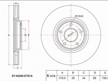 Передний тормозной диск(Ø319.6) SAT  Juke  1 YF15, Qashqai +2  1, Sentra  6