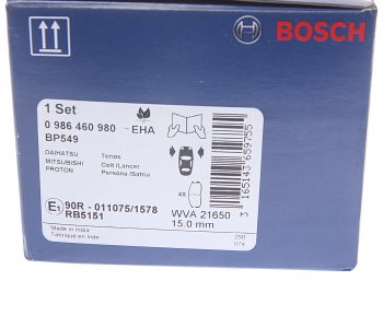 1 269 р. Колодки тормозные передние (4шт.) BOSCH Mitsubishi Colt Z20, Z30 хэтчбэк 3 дв. дорестайлинг (2002-2009)  с доставкой в г. Краснодар. Увеличить фотографию 4