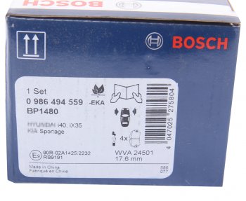 3 299 р. Колодки тормозные передние без отверстий (4шт.) BOSCH Hyundai IX35 LM дорестайлинг (2009-2013)  с доставкой в г. Краснодар. Увеличить фотографию 4