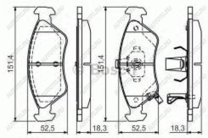 1 329 р. Колодки тормозные передние (4шт.) BOSCH KIA Clarus K9A седан дорестайлинг (1996-1998)  с доставкой в г. Краснодар