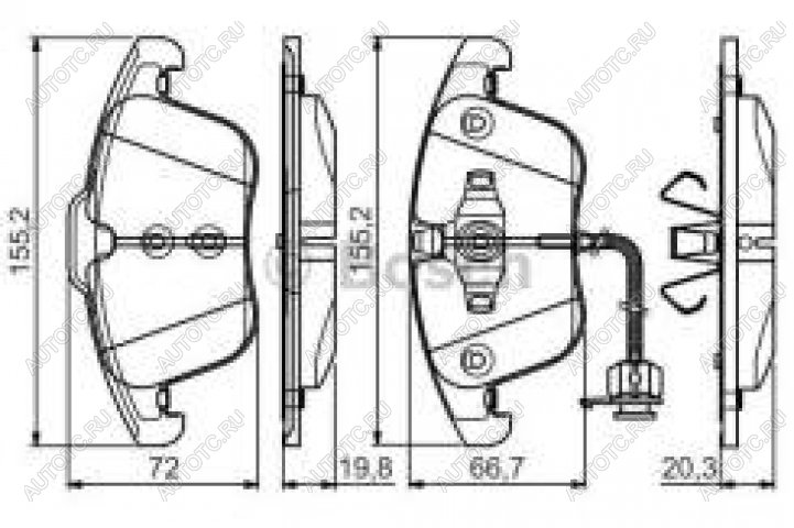 4 199 р. Колодки тормозные передние (4шт.) BOSCH Audi A4 B8 дорестайлинг, универсал (2007-2011)  с доставкой в г. Краснодар