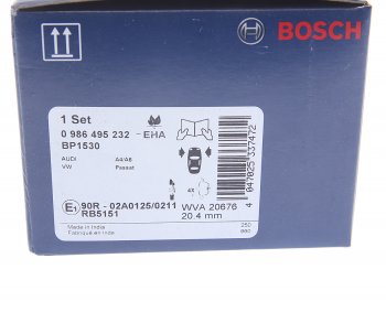 2 899 р. Колодки тормозные передние (4шт.) BOSCH Audi A4 B6 седан (2000-2006)  с доставкой в г. Краснодар. Увеличить фотографию 4