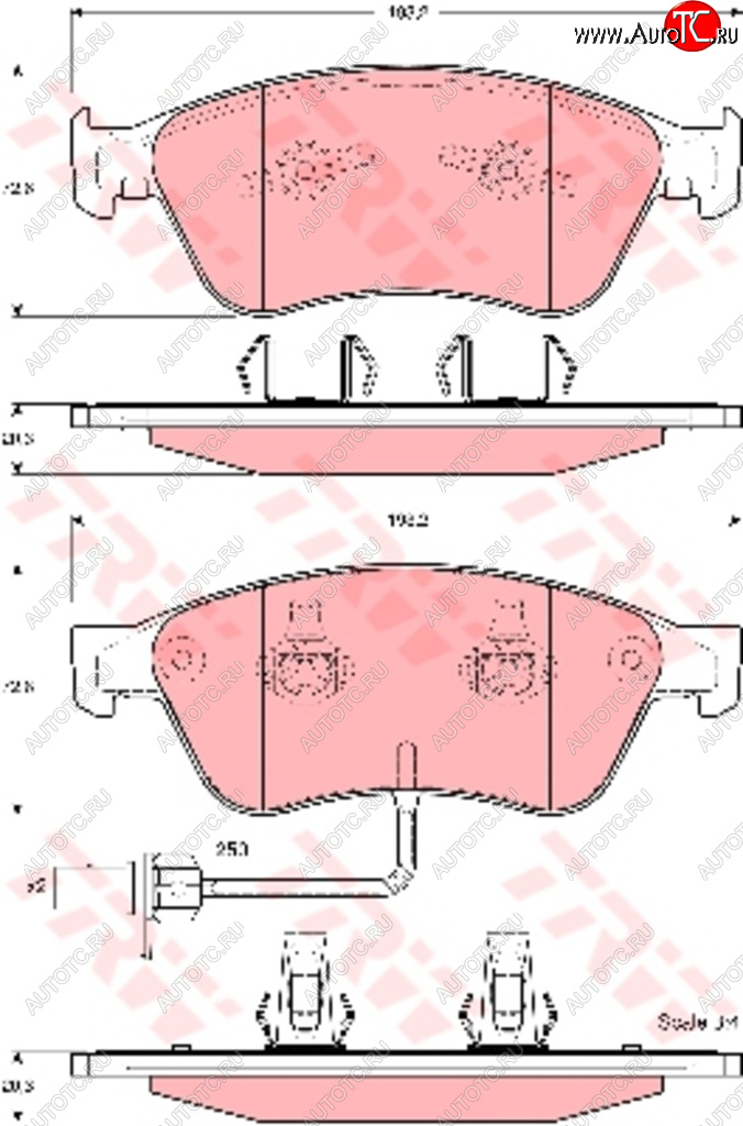 8 649 р. Колодки тормозные передние (4шт.) TRW  Audi A6  C5 (2001-2004), Audi A8  D3 (2002-2005), Volkswagen Phaeton ( дорестайлинг,  рестайлинг) (2002-2016)  с доставкой в г. Краснодар