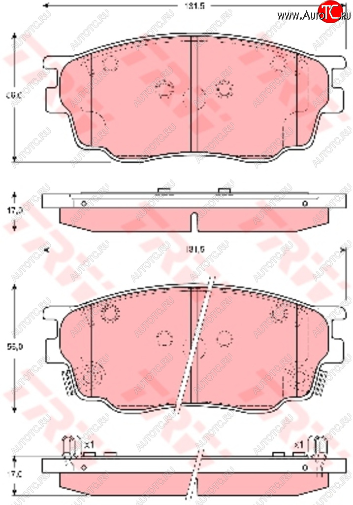 3 499 р. Колодки тормозные передние (4шт.) TRW  Mazda 6 ( GG,  GG, GY) (2002-2008) лифтбэк дорестайлинг, седан дорестайлинг, универсал дорестайлинг, лифтбэк рестайлинг, седан рестайлинг, универсал рестайлинг  с доставкой в г. Краснодар