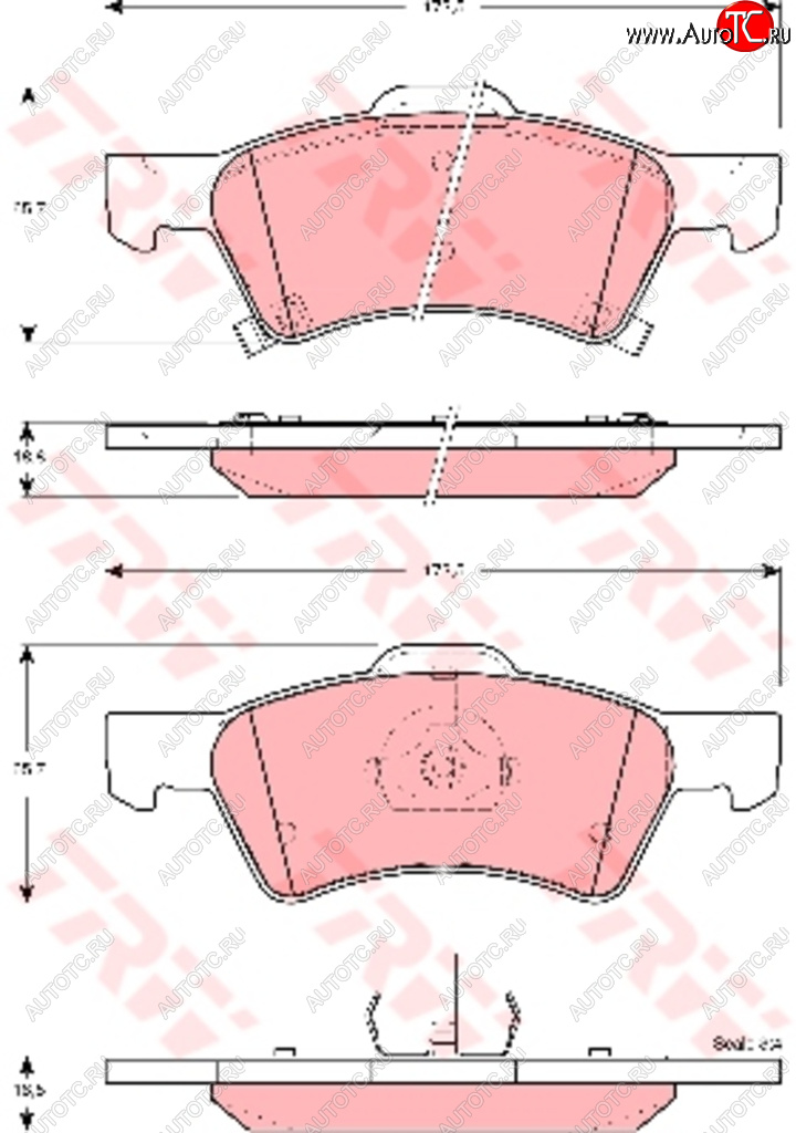 3 299 р. Колодки тормозные передние (4шт.) TRW  Chrysler Voyager  GS минивэн (1995-2000), Dodge Caravan (1996-2010)  с доставкой в г. Краснодар