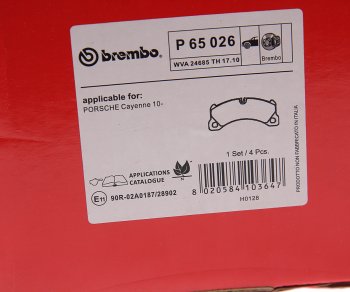 12 749 р. Колодки тормозные передние (4шт.) BREMBO Porsche Cayenne 958 (2010-2014)  с доставкой в г. Краснодар. Увеличить фотографию 4