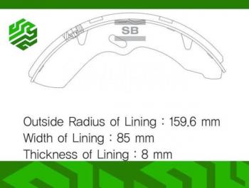 Колодки тормозные барабанные задние (85мм) (1шт.) (T=8мм) SANGSIN  County, HD-72, HD65, HD78