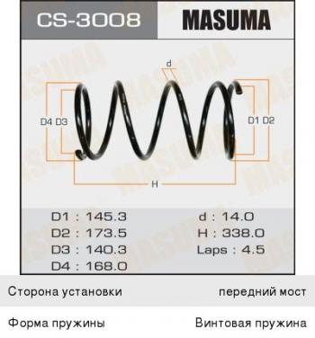 Пружина передней подвески MASUMA CITROEN (Ситроен) C3 (С3)  FC/FN (2002-2009) FC/FN хэтчбэк