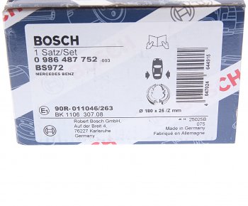 3 279 р. Колодки тормозные задние барабанные (4шт.) BOSCH Mercedes-Benz E-Class W212 дорестайлинг седан (2009-2012)  с доставкой в г. Краснодар. Увеличить фотографию 5