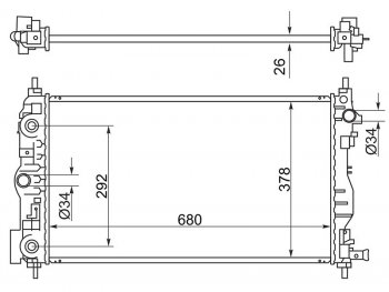 Радиатор SAT Buick (Бьюик) Regal (регал) (2008-2013), Chevrolet (Шевролет) Cruze (Круз)  J305 (2009-2015), Daewoo (Даеву) Nubira (Нубира)  J200 (2003-2008)