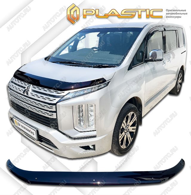 2 079 р. Дефлектор капота CA-Plastic  Mitsubishi Delica D:5  1 (2018-2024) рестайлинг (Classic черный)  с доставкой в г. Краснодар