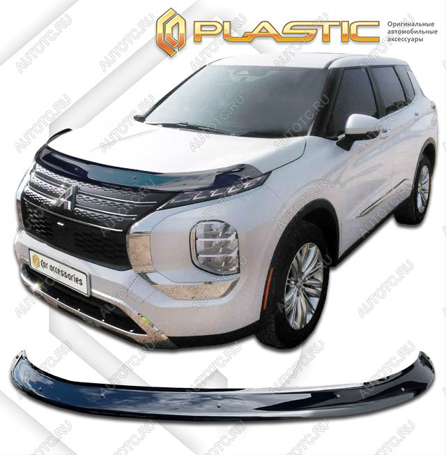 2 899 р. Дефлектор капота (exclusive) CA-Plastic  Mitsubishi Outlander  GF (2018-2022) 3-ий рестайлинг (Classic черный)  с доставкой в г. Краснодар