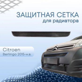 Защитная сетка в бампер (верх, ячейка 3х7 мм) Alfeco Стандарт CITROEN Berlingo B9 рестайлинг (2015-2022)