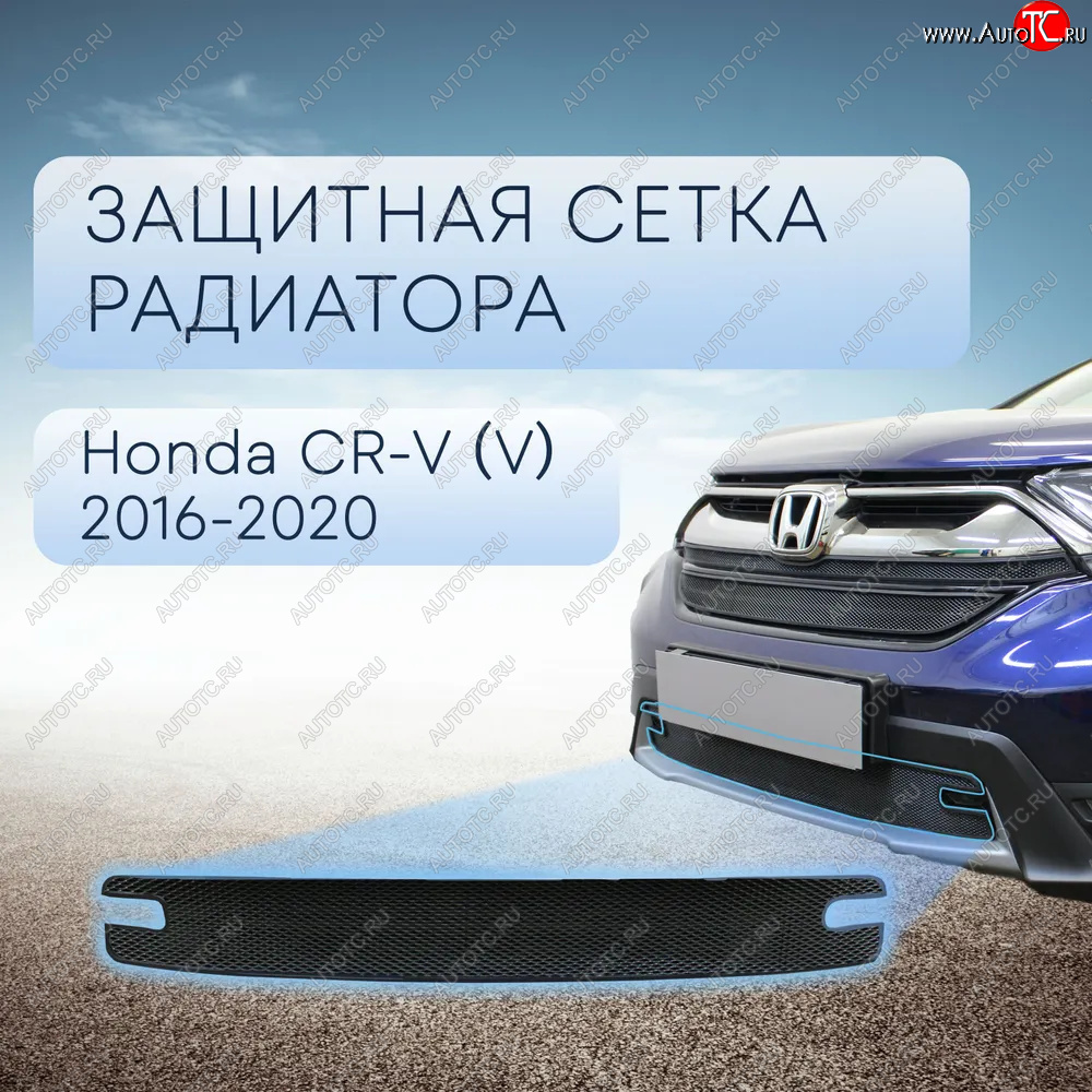 3 099 р. Защитная сетка в бампер (низ, ячейка 3х7 мм) Alfeco Стандарт Honda CR-V RW,RT дорестайлинг (2016-2020) (Чёрная)  с доставкой в г. Краснодар