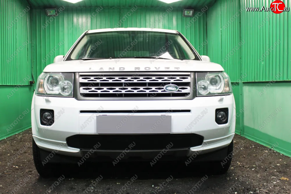 3 199 р. Защитная сетка в бампер (низ, ячейка 3х7 мм) Alfeco Стандарт Land Rover Freelander L359 1-ый рестайлинг (2010-2012) (Чёрная)  с доставкой в г. Краснодар