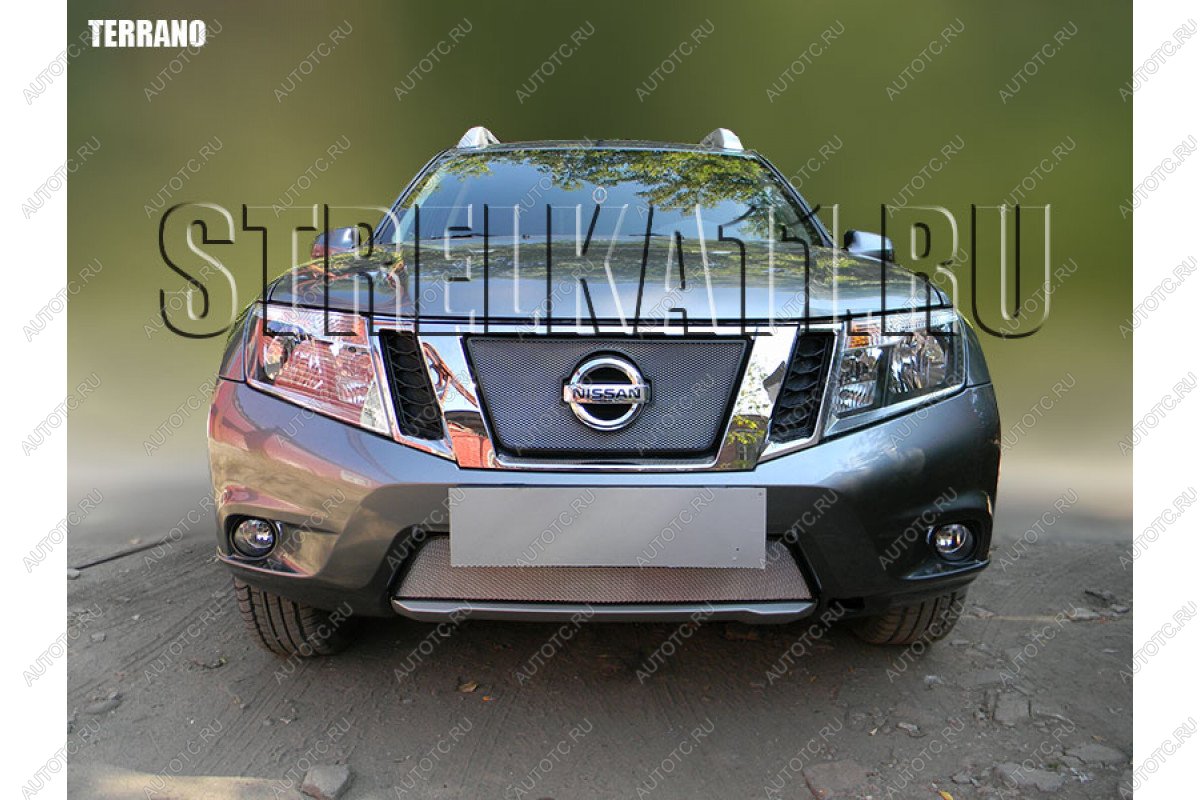 3 279 р. Защита радиатора (верх) Стрелка11 Стандарт Nissan Terrano D10 дорестайлинг (2013-2016) (черная)  с доставкой в г. Краснодар