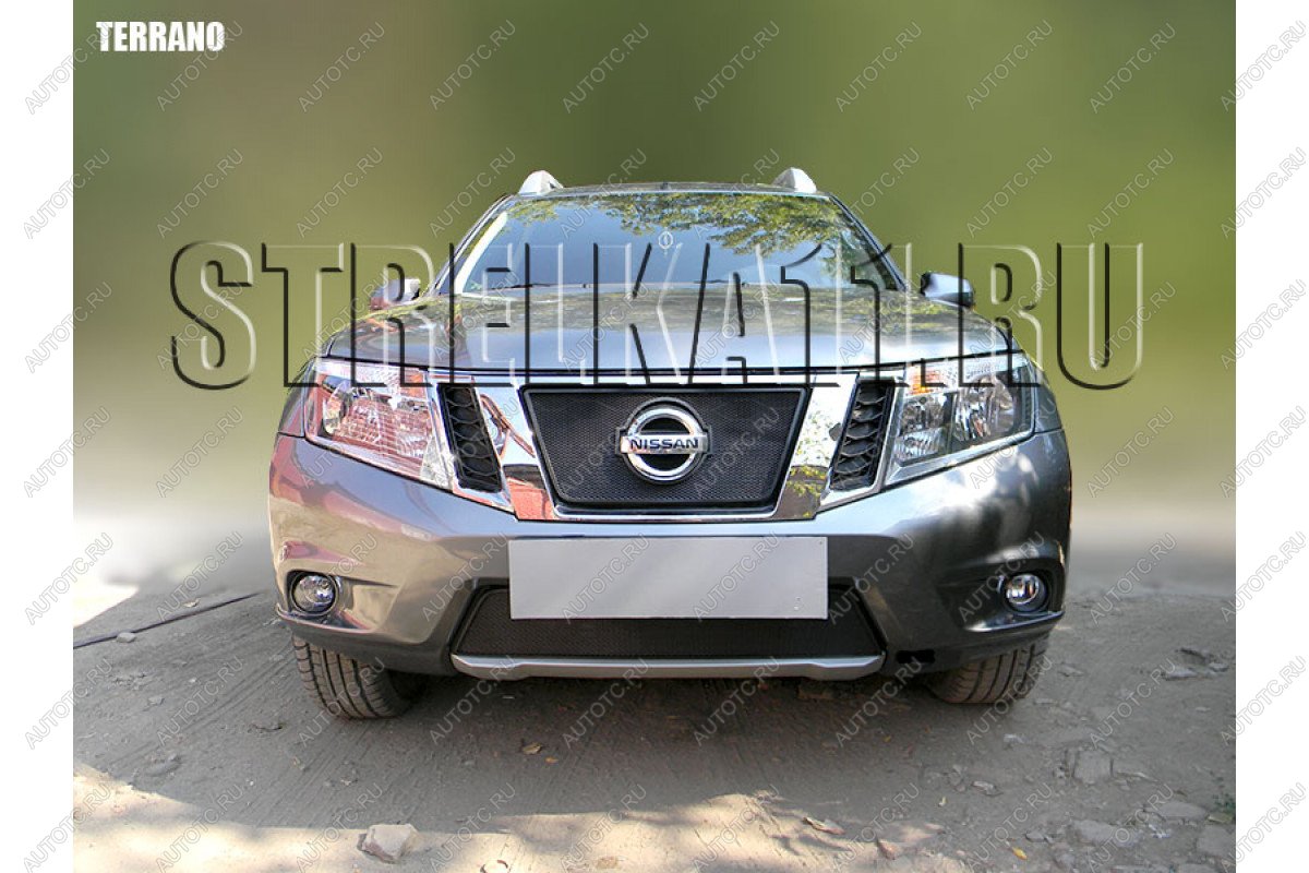 3 099 р. Защита радиатора (низ) Стрелка11 Стандарт Nissan Terrano D10 дорестайлинг (2013-2016) (черная)  с доставкой в г. Краснодар