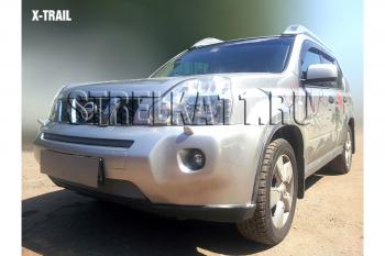 3 589 р. Защита радиатора (низ) Стрелка11 Стандарт  Nissan X-trail  2 T31 (2007-2011) дорестайлинг (хром)  с доставкой в г. Краснодар. Увеличить фотографию 2