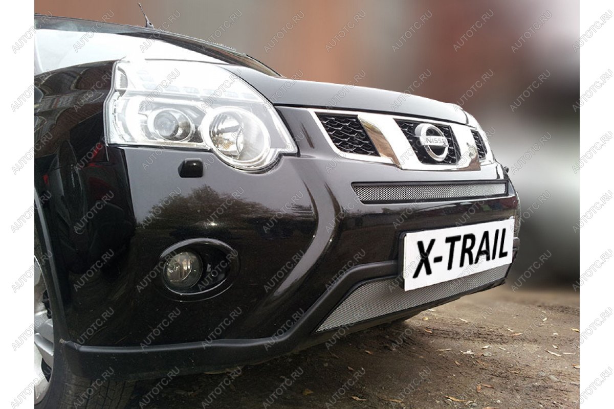 3 589 р. Защита радиатора (низ) Стрелка11 Стандарт  Nissan X-trail  2 T31 (2010-2015) рестайлинг (хром)  с доставкой в г. Краснодар