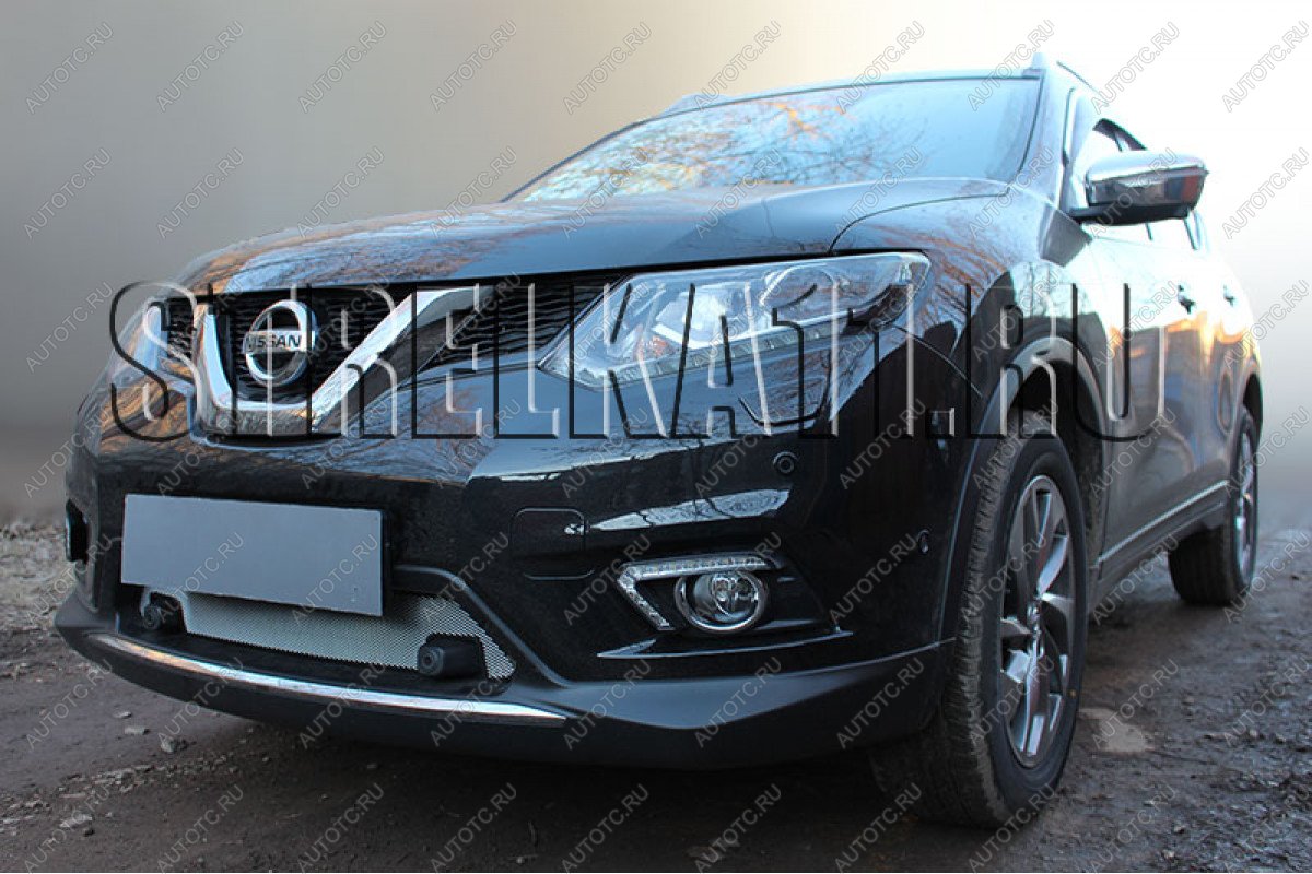 3 499 р. Защита радиатора (с парктроником низ) Стрелка11 Стандарт  Nissan X-trail  3 T32 (2013-2018) дорестайлинг (хром)  с доставкой в г. Краснодар