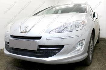 3 679 р. Защита радиатора (3 части) Стрелка11 Стандарт  Peugeot 408 (2010-2017)  дорестайлинг (черная)  с доставкой в г. Краснодар. Увеличить фотографию 2