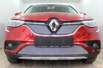 3 699 р. Защита радиатора (верх, 2 части) Стрелка11 Стандарт  Renault Arkana (2019-2024) (хром)  с доставкой в г. Краснодар. Увеличить фотографию 2