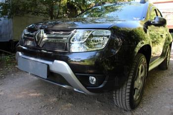 2 559 р. Защита радиатора (верх) Стрелка11 Стандарт Renault Duster HS рестайлинг (2015-2021) (черная)  с доставкой в г. Краснодар. Увеличить фотографию 2