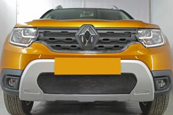 3 599 р. Защита радиатора (верх, 4 части) Стрелка11 Стандарт  Renault Duster  HM (2020-2024) (черная)  с доставкой в г. Краснодар. Увеличить фотографию 3