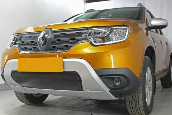 3 599 р. Защита радиатора (верх, 4 части) Стрелка11 Стандарт  Renault Duster  HM (2020-2024) (черная)  с доставкой в г. Краснодар. Увеличить фотографию 2