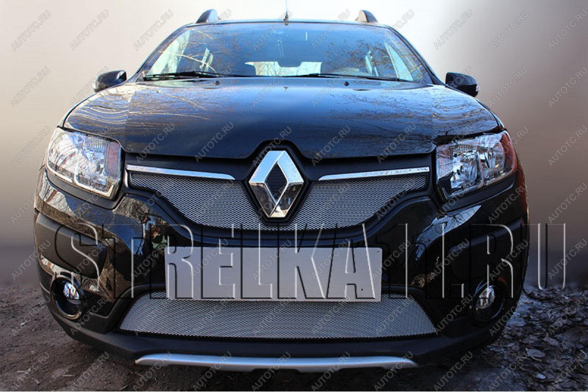 3 589 р. Защита радиатора Стрелка11 Стандарт Renault Logan 2 дорестайлинг (2014-2018) (хром)  с доставкой в г. Краснодар