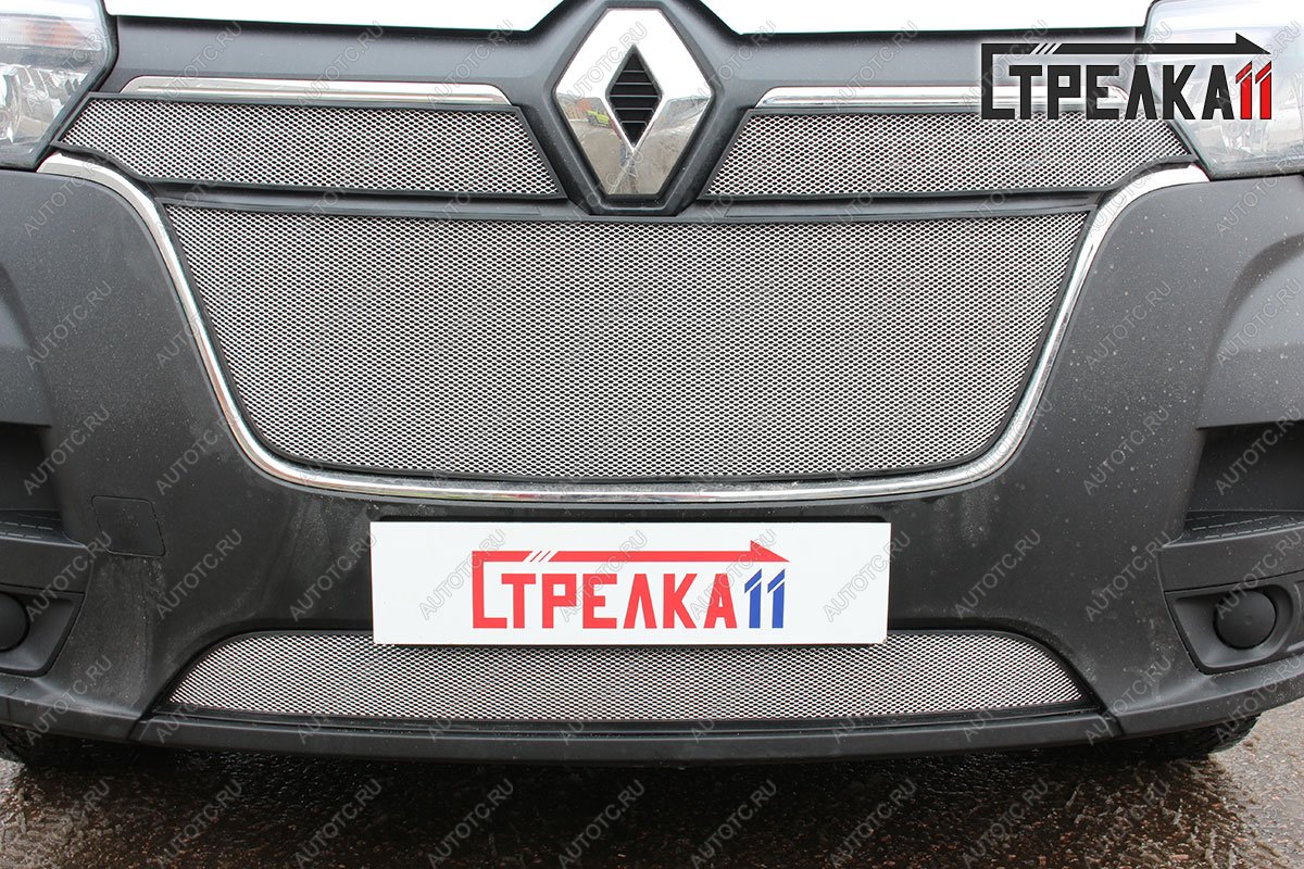 9 799 р. Защита радиатора (4 части) Стандарт  Renault Master  FV,JV (2019-2024) фургон 2-ой рестайлинг (хром)  с доставкой в г. Краснодар