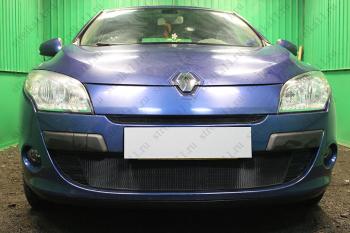 2 099 р. Защита радиатора (верх) Стандарт  Renault Megane  седан (2008-2012)  дорестайлинг (черная)  с доставкой в г. Краснодар. Увеличить фотографию 2