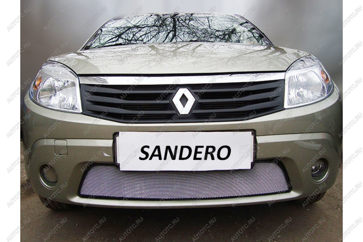 2 999 р. Защита радиатора Стрелка11 Стандарт  Renault Sandero  (BS) (2009-2014) (хром)  с доставкой в г. Краснодар