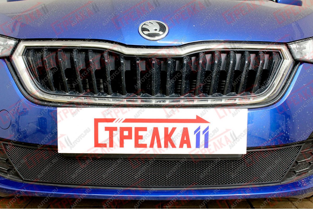 3 179 р. Защита радиатора (низ) Стрелка11 Стандарт  Skoda Rapid  MK2 (2019-2024) (черная)  с доставкой в г. Краснодар