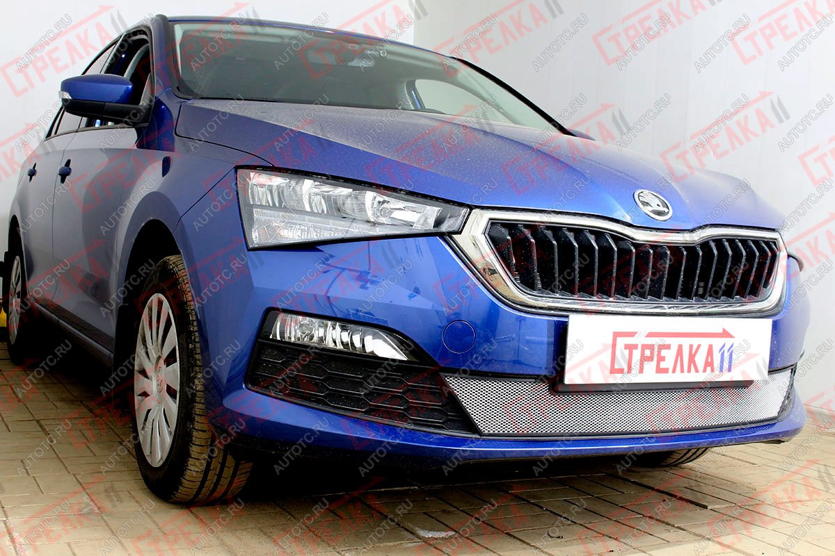 3 299 р. Защита радиатора (низ) Стрелка11 Стандарт  Skoda Rapid  MK2 (2019-2024) (хром)  с доставкой в г. Краснодар