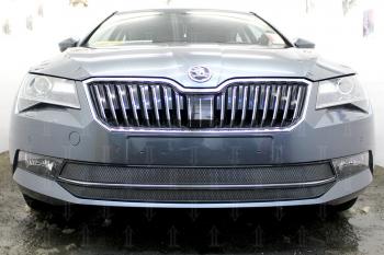 Защита радиатора (2 части) Стрелка11 Стандарт Skoda Superb B8 (3V) лифтбэк дорестайлинг (2015-2019)