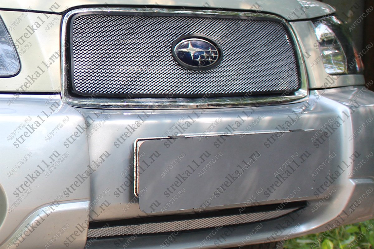 2 799 р. Защита радиатора (низ) Стрелка11 Стандарт  Subaru Forester  SG (2002-2005) дорестайлинг (хром)  с доставкой в г. Краснодар