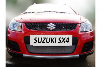 2 899 р. Защита радиатора Стрелка11 Стандарт Suzuki SX4 GYA,GYB  рестайлинг, хэтчбэк (2010-2016) (черная)  с доставкой в г. Краснодар. Увеличить фотографию 2