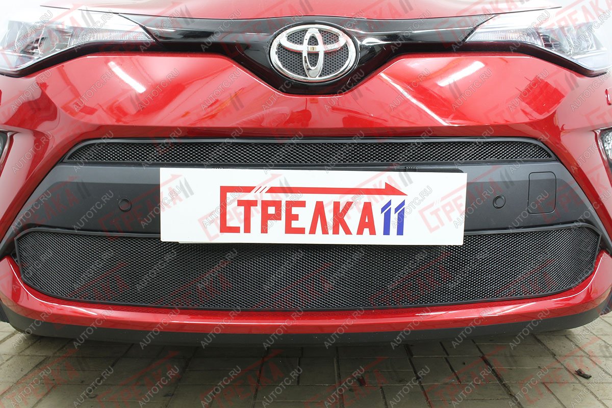 3 199 р. Защита радиатора (верх) Стрелка11 Стандарт  Toyota C-HR  NGX10, ZGX10 (2019-2025) рестайлинг (черная)  с доставкой в г. Краснодар