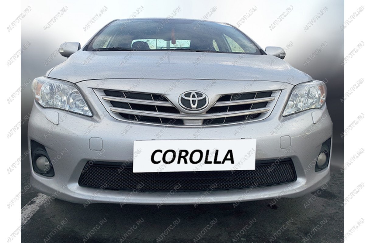 2 899 р.  Защита радиатора Стрелка11 Стандарт  Toyota Corolla ( E140,  E150) (2009-2013) седан рестайлинг, седан рестайлинг (черная)  с доставкой в г. Краснодар