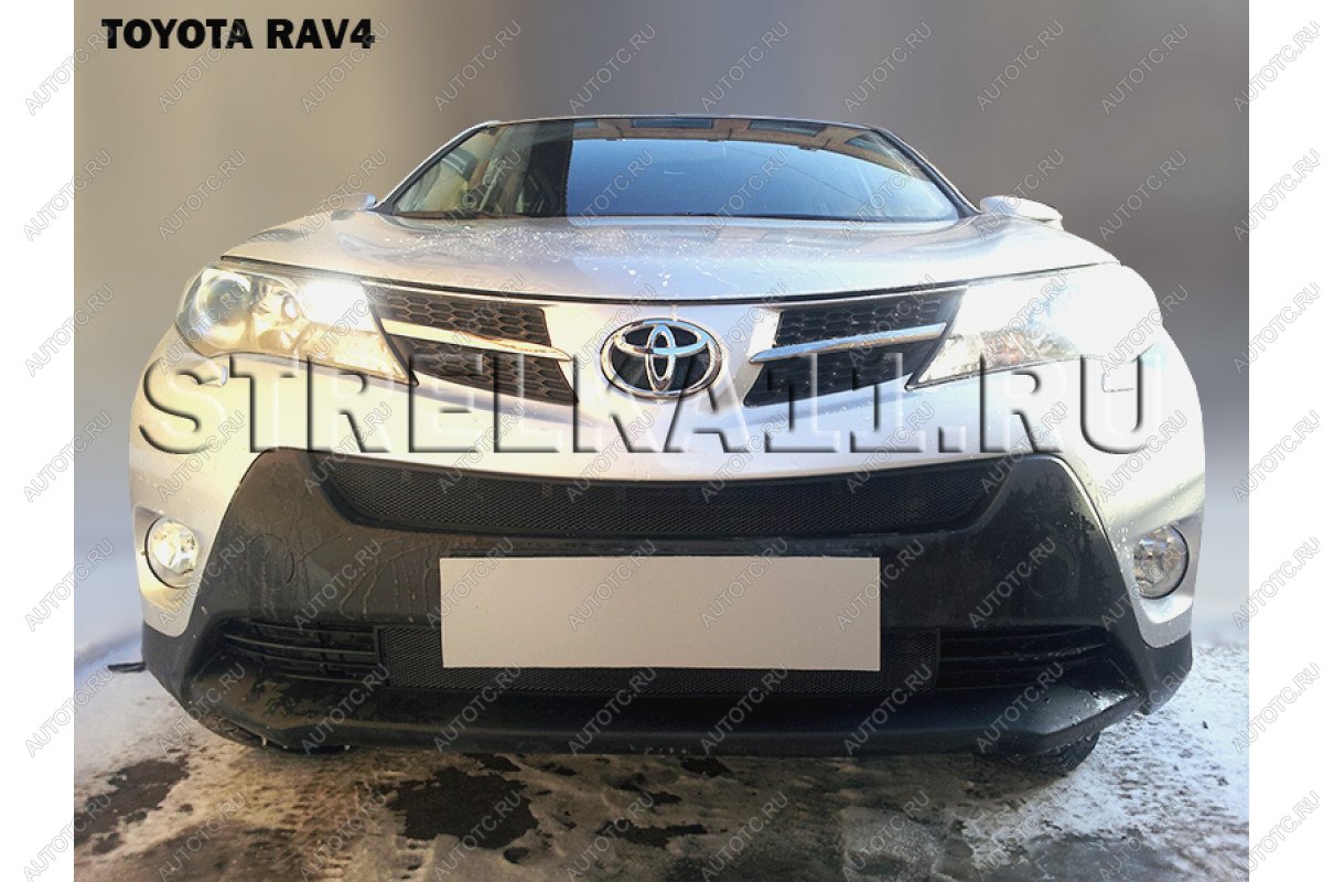 2 899 р. Защита радиатора (верх) Стрелка11 Стандарт Toyota RAV4 XA40 5 дв. дорестайлинг (2012-2015) (черная)  с доставкой в г. Краснодар