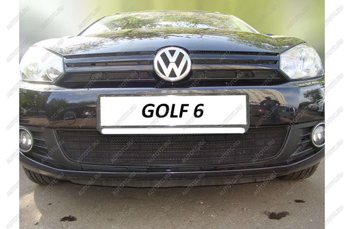 3 399 р. Защита радиатора Стрелка11 Стандарт  Volkswagen Golf  6 (2008-2014) хэтчбэк 5 дв. (черная)  с доставкой в г. Краснодар