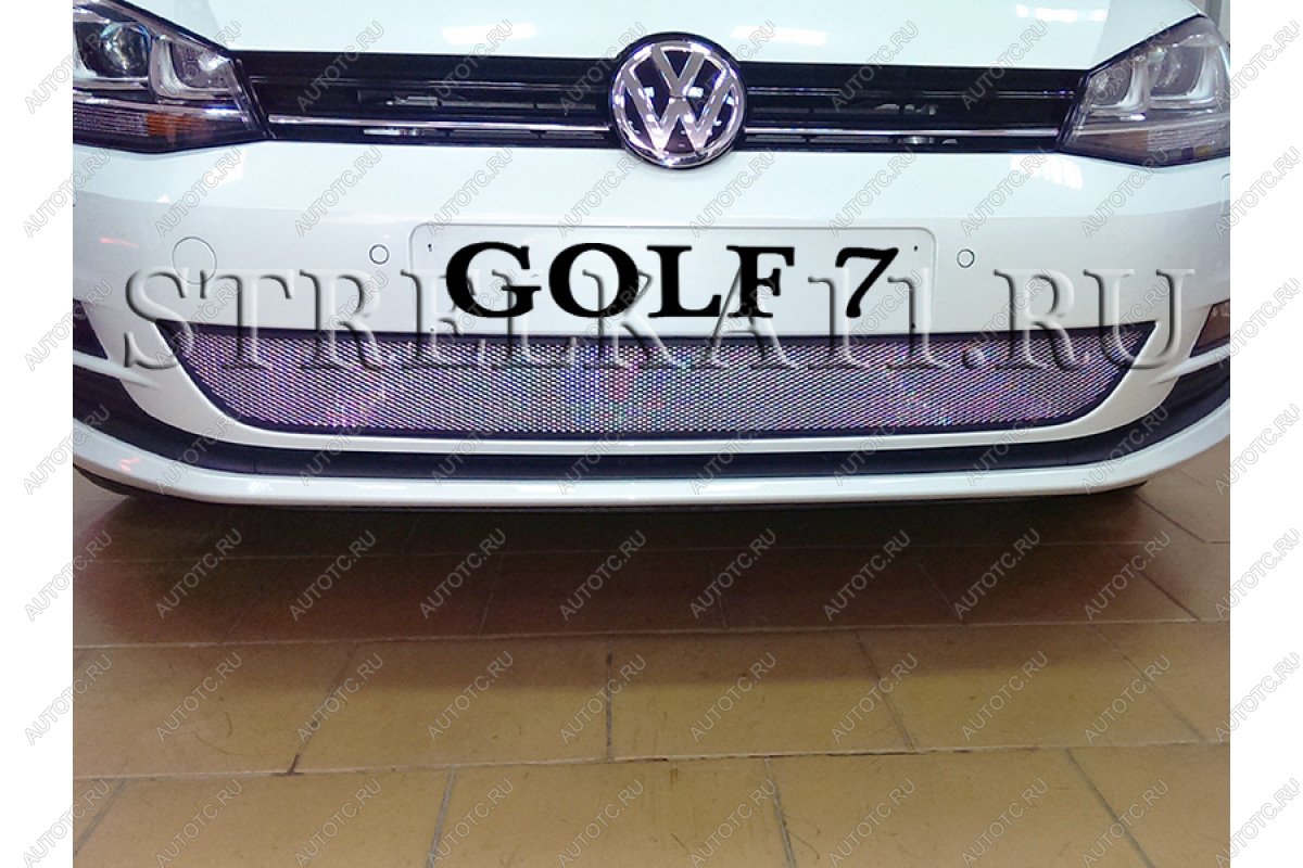 3 279 р. Защита радиатора Стрелка11 Стандарт  Volkswagen Golf  7 (2012-2017) дорестайлинг, хэтчбэк 5 дв. (хром)  с доставкой в г. Краснодар