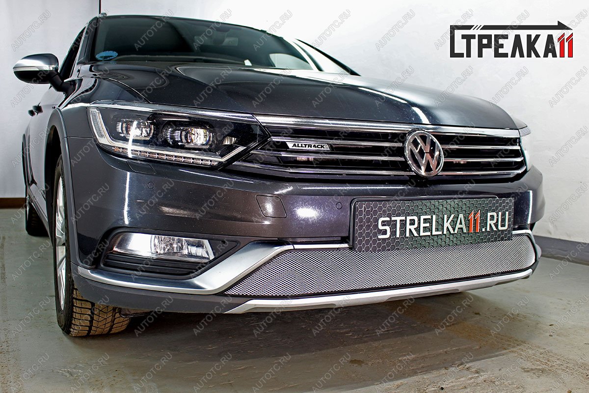 3 799 р. Защита радиатора (низ) (Alltrack 2.0) Стрелка11 Стандарт  Volkswagen Passat  B8 (2015-2019) седан дорестайлинг, универсал дорестайлинг (хром)  с доставкой в г. Краснодар