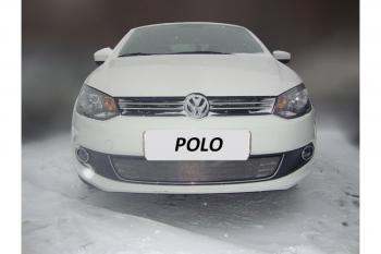 2 999 р. Защита радиатора Стрелка11 Стандарт  Volkswagen Polo  5 (2009-2015) седан дорестайлинг (хром)  с доставкой в г. Краснодар. Увеличить фотографию 2