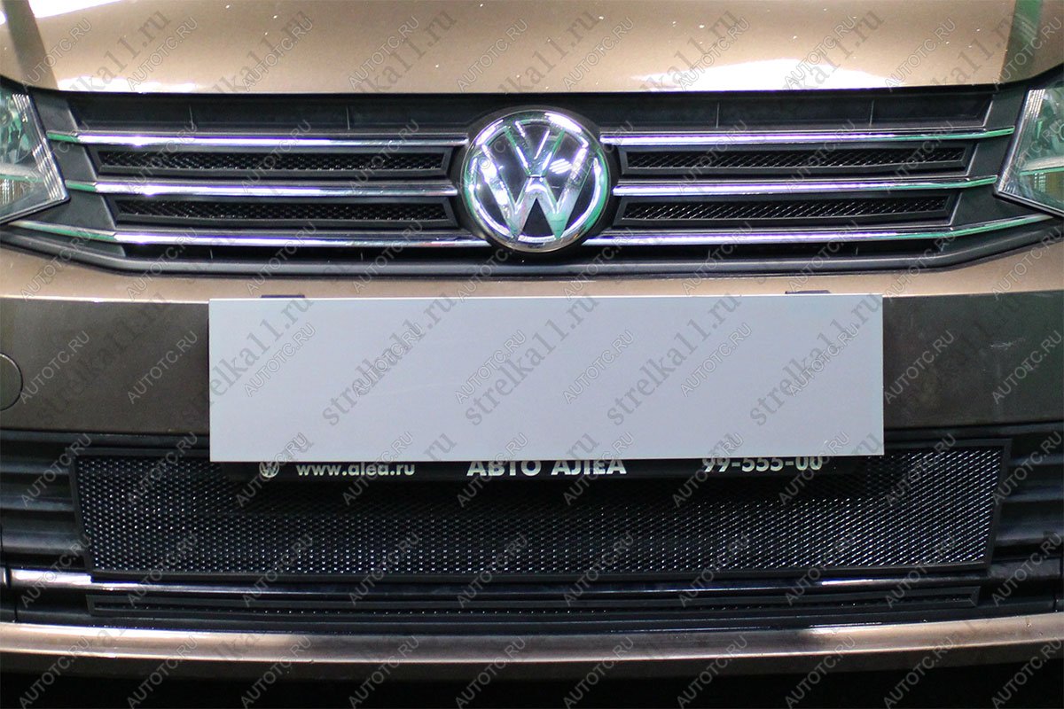 3 679 р. Защита радиатора (4 части верх) Стрелка11 Стандарт  Volkswagen Polo  5 (2015-2020) седан рестайлинг (черная)  с доставкой в г. Краснодар