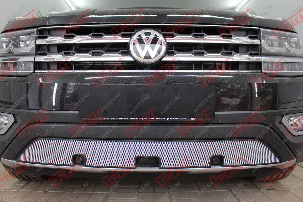 3 499 р. Защита радиатора (низ) Стрелка11 Стандарт  Volkswagen Teramont  CA1 (2016-2020) дорестайлинг (хром)  с доставкой в г. Краснодар