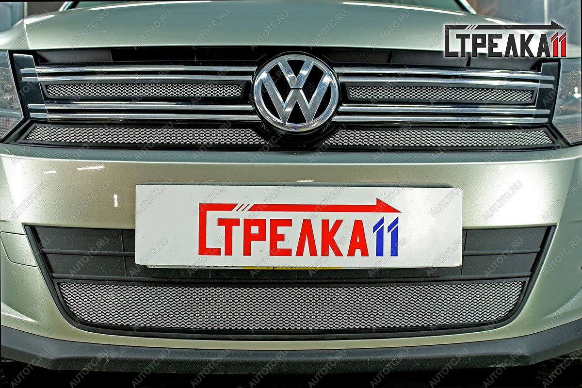 5 899 р. Защита радиатора (верх 4 части) Стрелка11 Стандарт  Volkswagen Tiguan  NF (2011-2017) рестайлинг (хром)  с доставкой в г. Краснодар