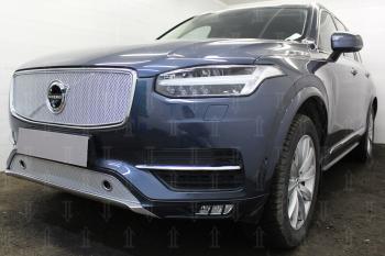 3 099 р. Защита радиатора (с парктроником) Стрелка11 Стандарт  Volvo XC90  L (2015-2019) дорестайлинг (хром)  с доставкой в г. Краснодар. Увеличить фотографию 1